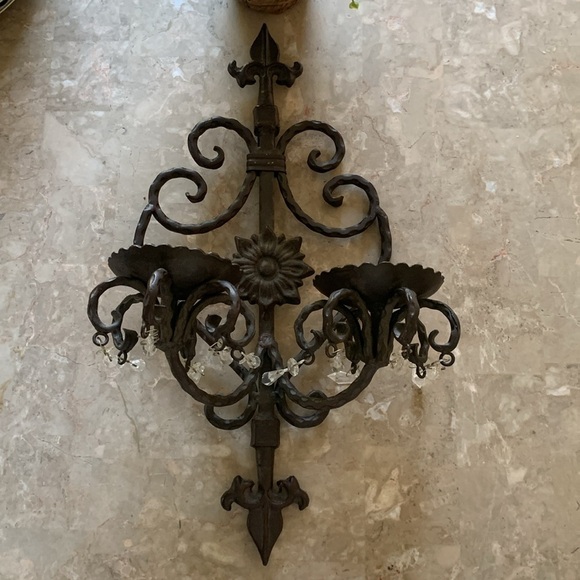 Cast iron wall sconces‎ brown traditional vintage moody with crystal - Picture 11 of 11